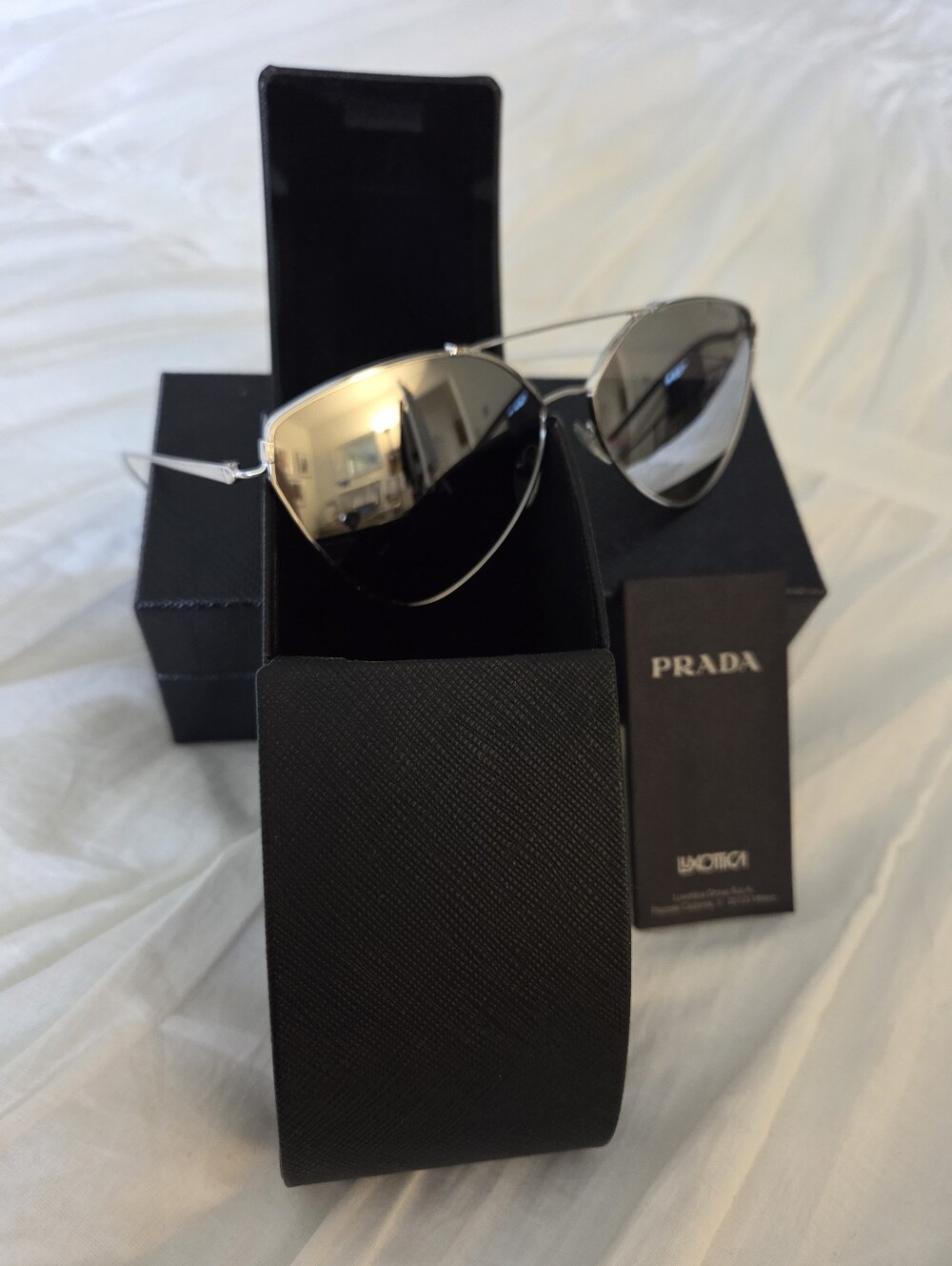 Prada Silver Mirrored Aviator Sunglasses - Women